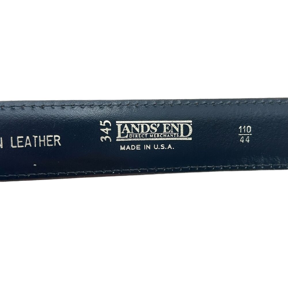 Lands End Brown Full Grain Leather Belt Mens Size 44 Made in the USA - Picture 7 of 8
